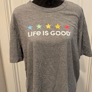 Life Is Good men’s  Gray Tee with Colorful Stars XL B